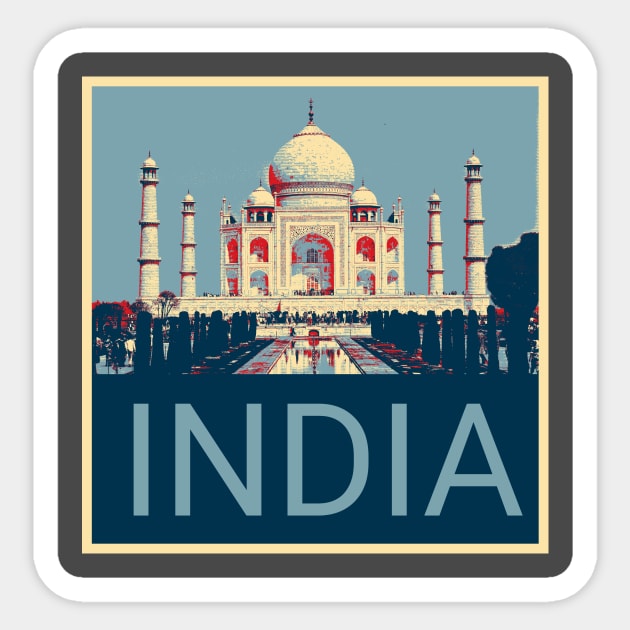 India in Shepard Fairey style design Sticker by Montanescu